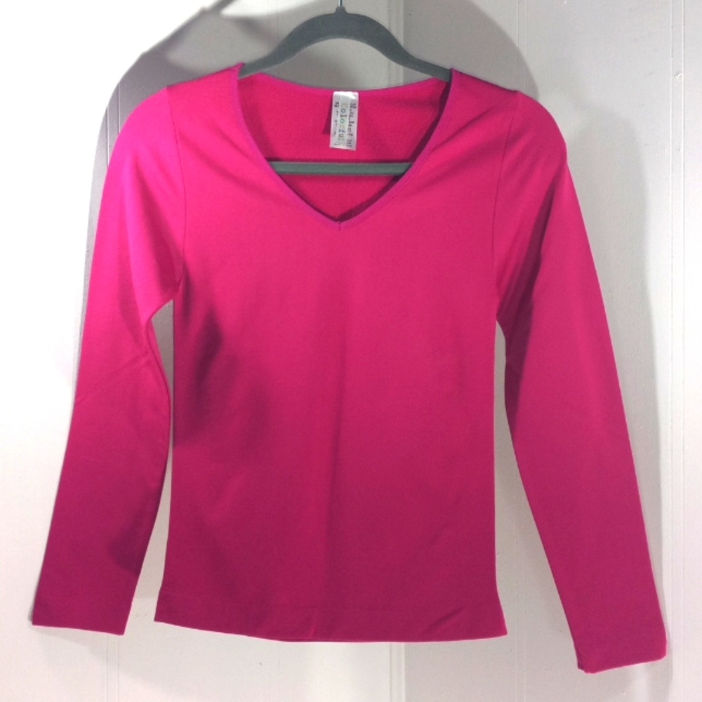 Colorful Magenta long-sleeved V-Neck Top